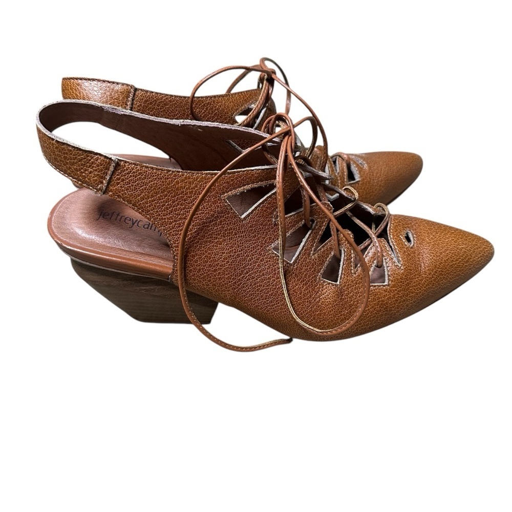 Jeffery Campbell tan leather lace up heels sandals 7.5 - Picture 3 of 4